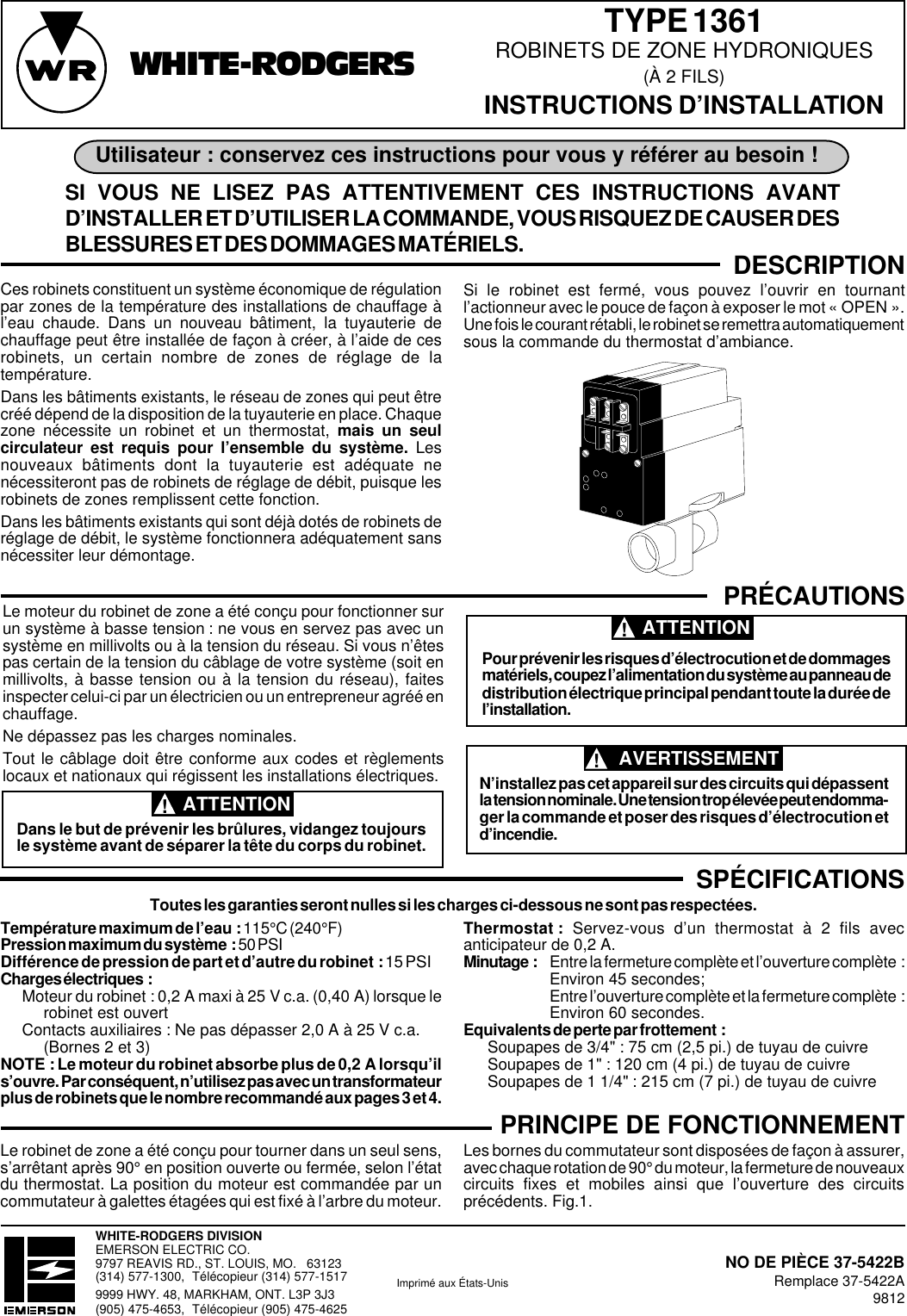 Page 5 of 8 - White-Rodgers White-Rodgers-1361-104-Hydronic-Zone-Controls-Installation-Instructions- 37-5422B (1361)  White-rodgers-1361-104-hydronic-zone-controls-installation-instructions