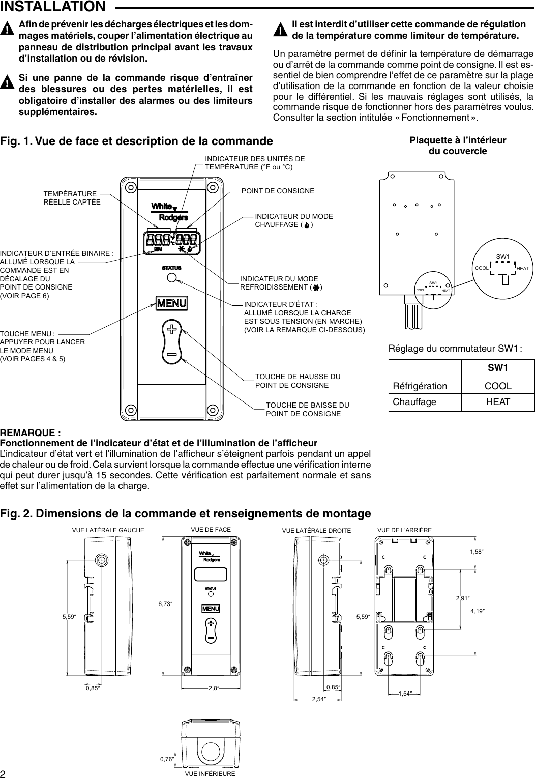 White Rodgers 16E09 101 Electronic Temperature Control Installation Instructions