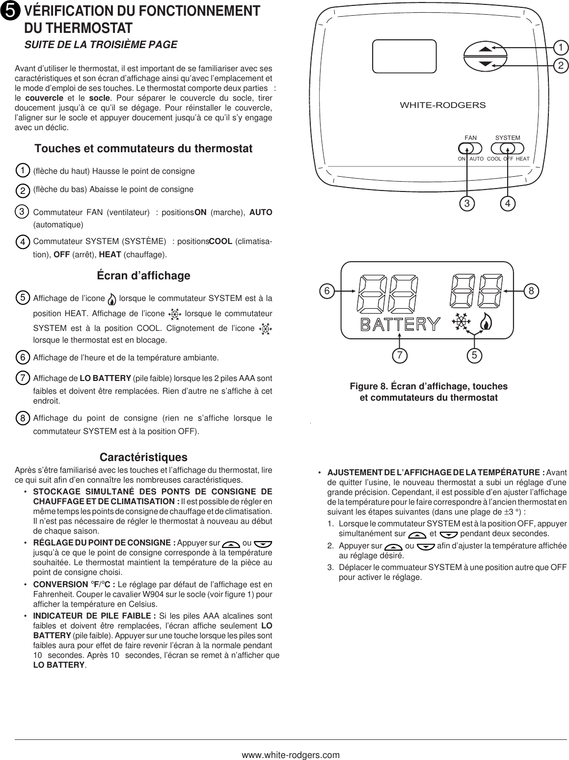 Page 4 of 6 - White-Rodgers White-Rodgers-1F78-144-White-Rodgers-70-Series-Non-Programmable-Single-Stage-Thermostat-Installation-And-Operation-Instructions- 1F78-144 (37-6194A)-fr  White-rodgers-1f78-144-white-rodgers-70-series-non-programmable-single-stage-thermostat-installation-and-operation-instructions