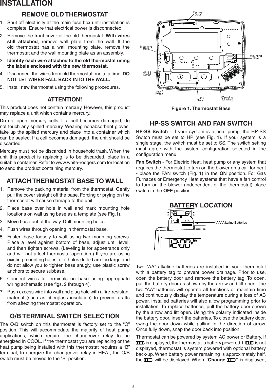 Page 2 of 12 - White-Rodgers White-Rodgers-1F82-0261-Users-Manual- 1F82_0261_37-7022B  White-rodgers-1f82-0261-users-manual