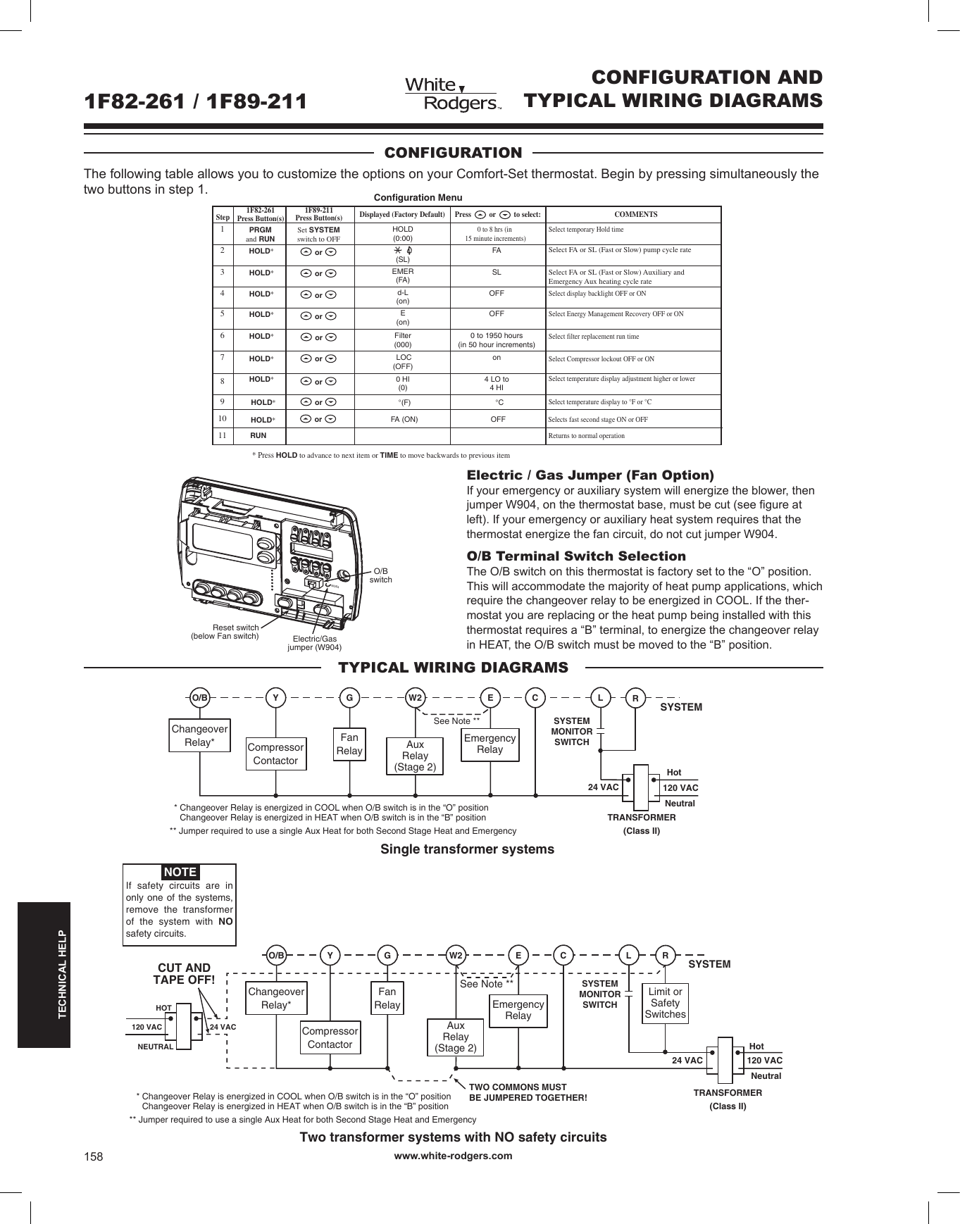 White Rodgers 1f82 261 User Manual