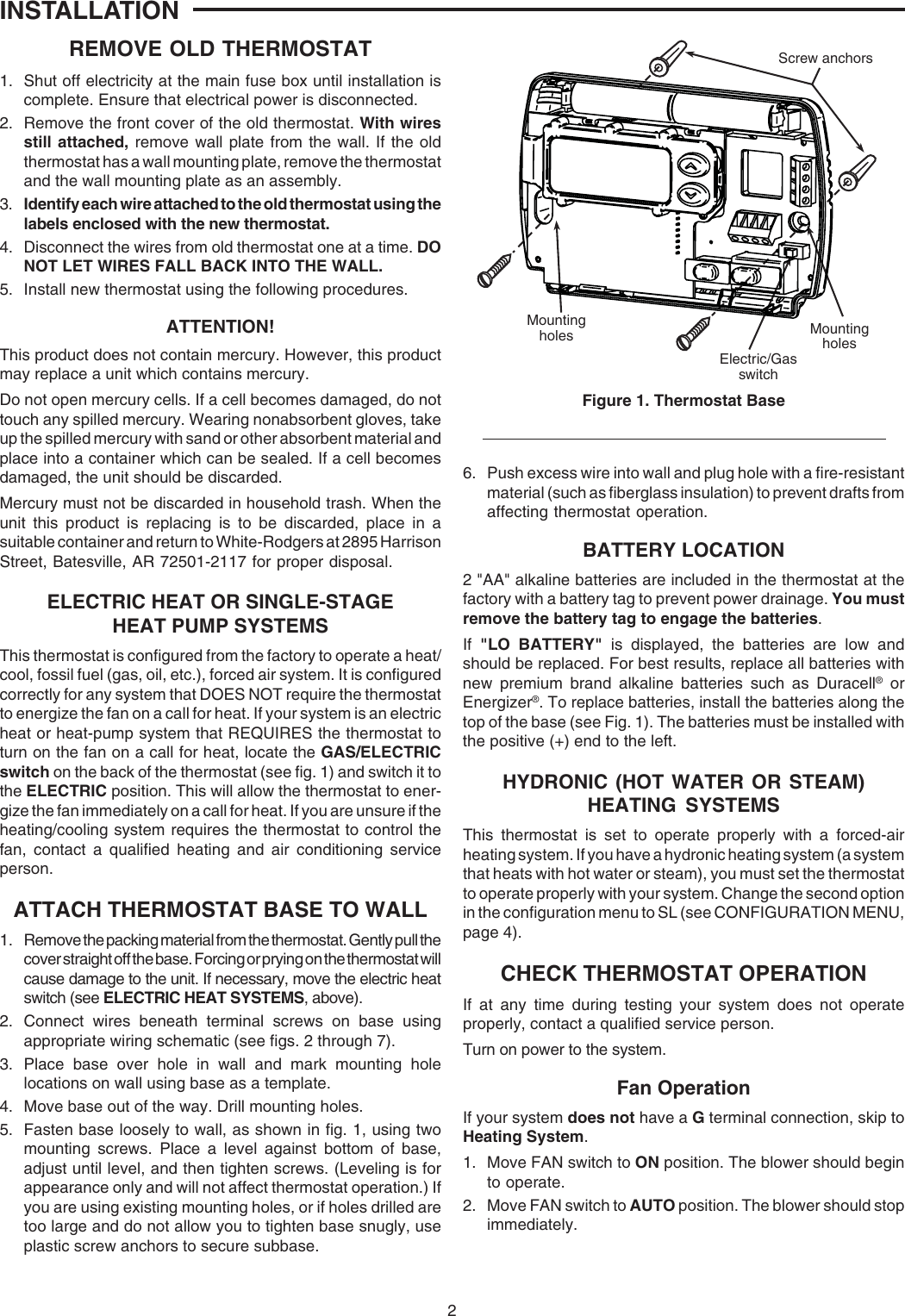 Page 2 of 12 - White-Rodgers White-Rodgers-1F86-344-White-Rodgers-80-Series-Non-Programmable-Single-Stage-Thermostat-Installation-And-Operation-Instructions- 1F86-344_37-6585B.pmd  White-rodgers-1f86-344-white-rodgers-80-series-non-programmable-single-stage-thermostat-installation-and-operation-instructions