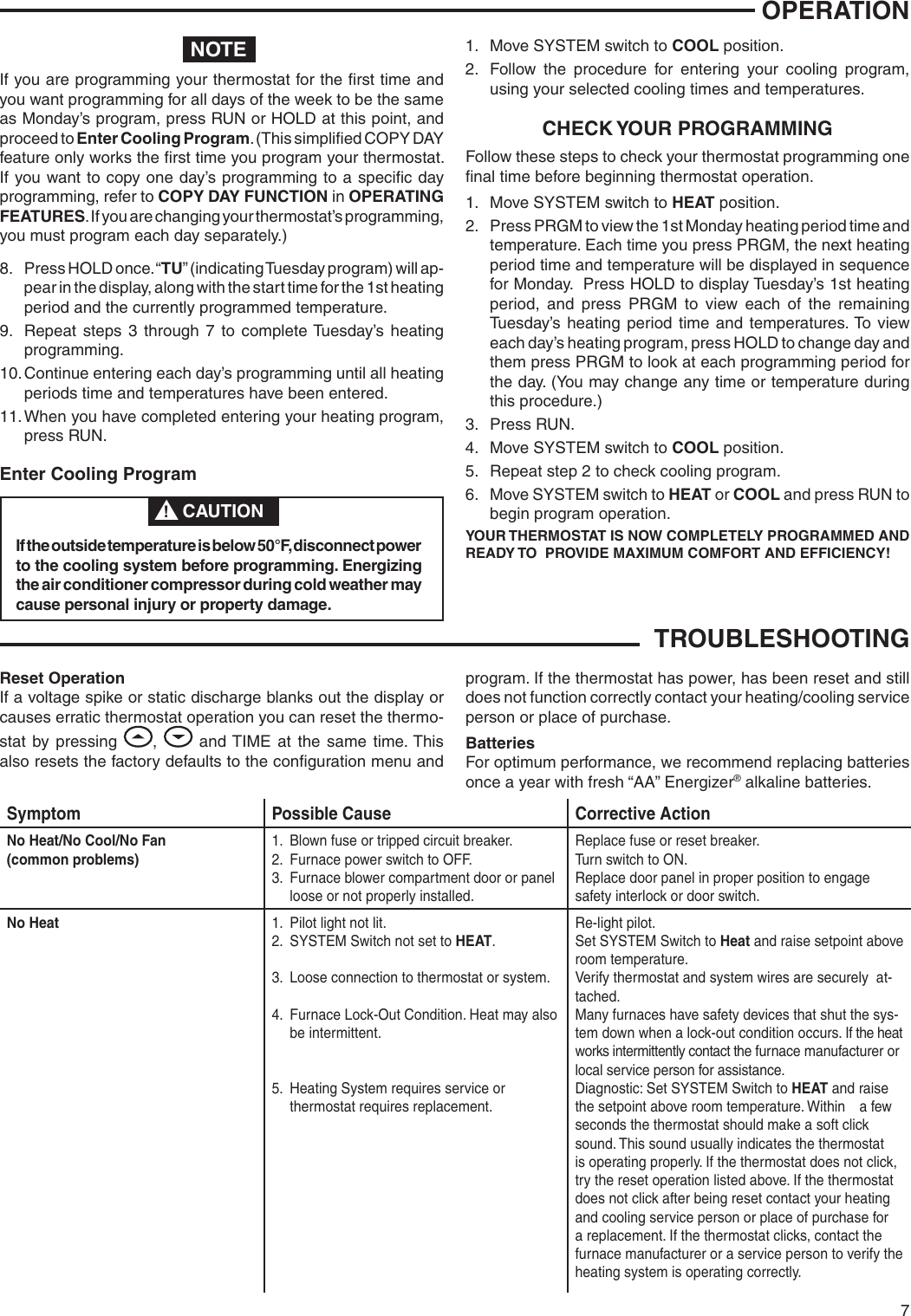 Page 7 of 8 - White-Rodgers White-Rodgers-1F87-361-White-Rodgers-80-Series-Single-Stage-Thermostat-Installation-And-Operation-Instructions- 1F87_361_37-6763B  White-rodgers-1f87-361-white-rodgers-80-series-single-stage-thermostat-installation-and-operation-instructions