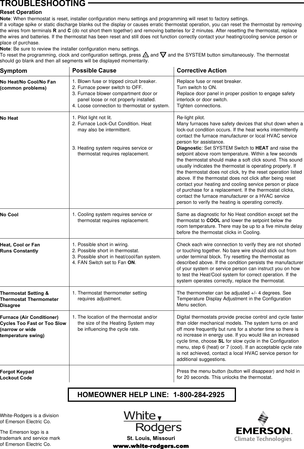 Page 8 of 8 - White-Rodgers White-Rodgers-1F95-1271-Operating-Instructions- 37-6426  White-rodgers-1f95-1271-operating-instructions