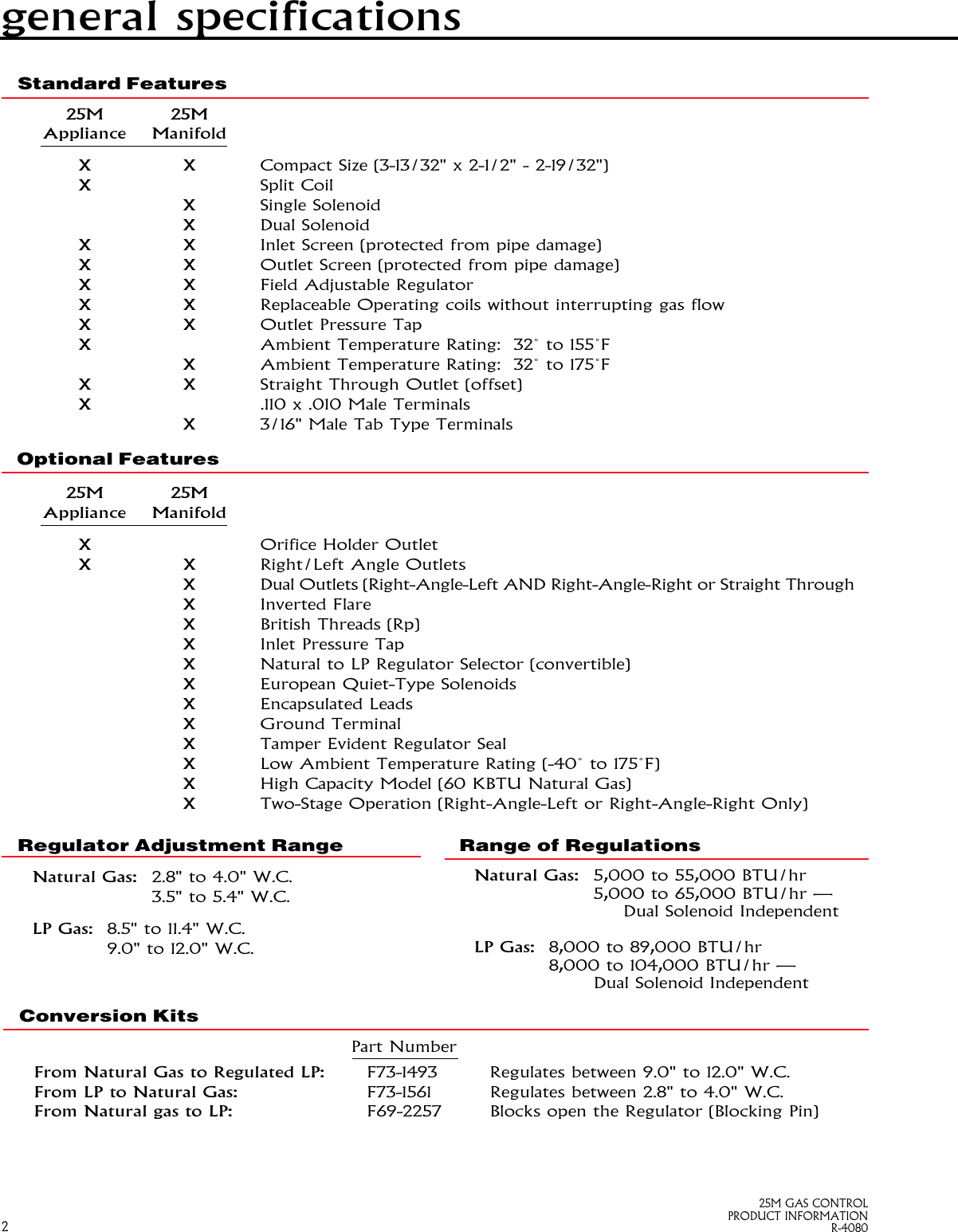 Page 2 of 8 - White-Rodgers White-Rodgers-25M01A-100-25M-Gas-Dryer-Valves-Brochure- R-4080  White-rodgers-25m01a-100-25m-gas-dryer-valves-brochure