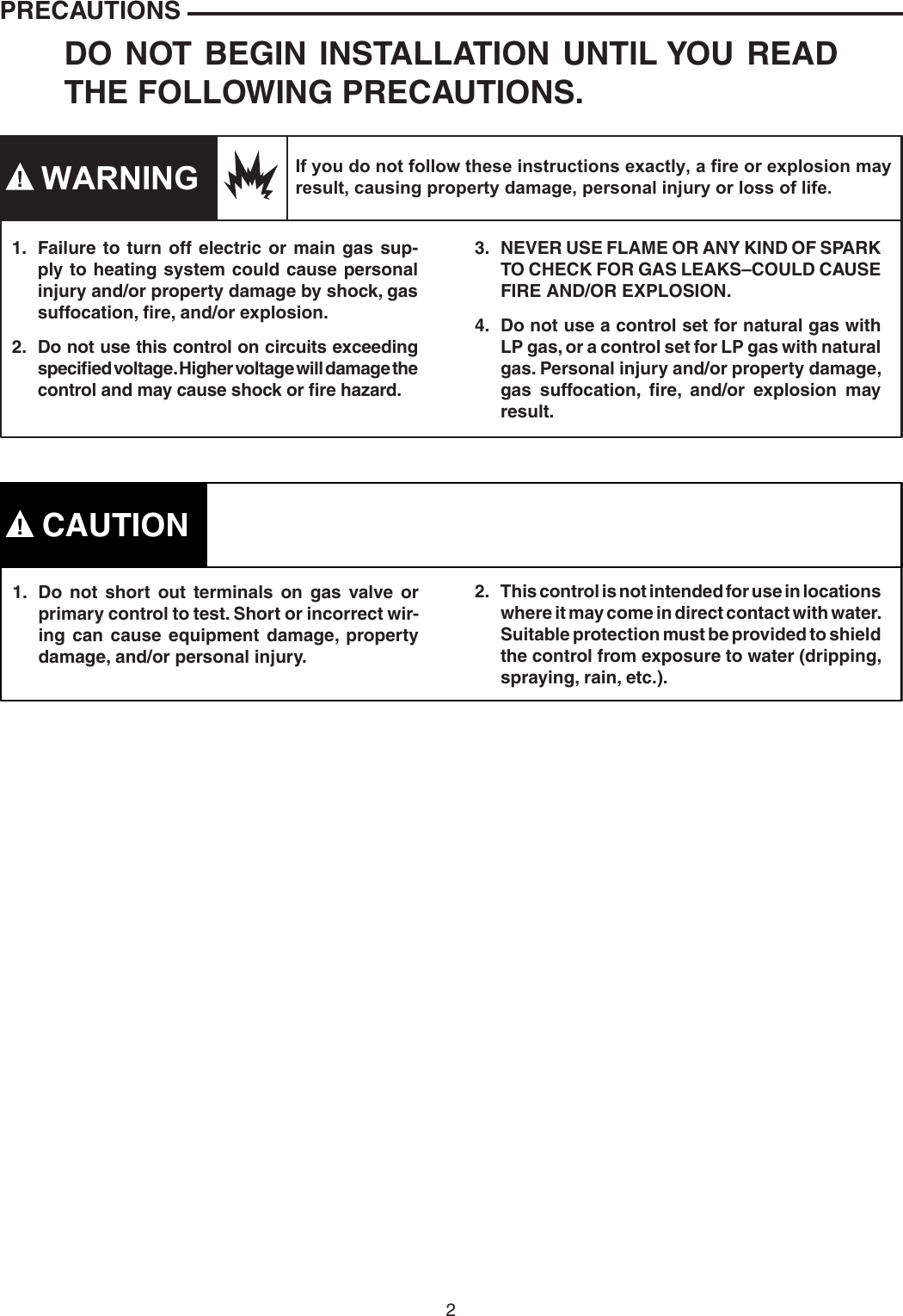Page 2 of 8 - White-Rodgers White-Rodgers-36G22-254-36G-Series-Gas-Valve-Installation-Instructions- 36G22_ 23_ 24_ 52 _37-6159G  White-rodgers-36g22-254-36g-series-gas-valve-installation-instructions