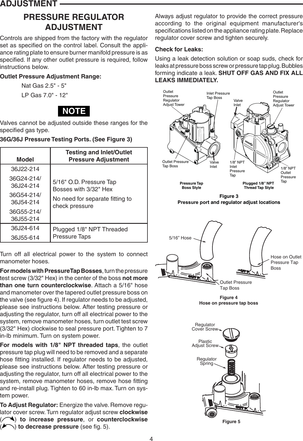 Page 4 of 8 - White-Rodgers White-Rodgers-36G22-254-36G-Series-Gas-Valve-Installation-Instructions- 36G22_ 23_ 24_ 52 _37-6159G  White-rodgers-36g22-254-36g-series-gas-valve-installation-instructions