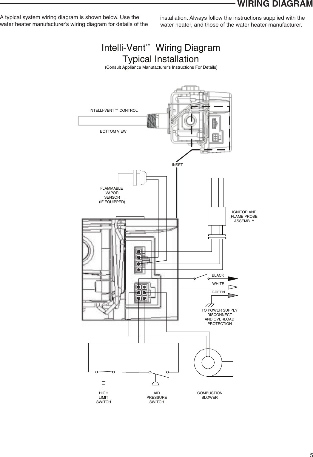 Page 5 of 8 - White-Rodgers White-Rodgers-37E73A-903-Intelli-Vent-Control-For-Power-Vented-Water-Heaters-Installation-Instructions- 37E73A-903_Intellivent_37-7109A  White-rodgers-37e73a-903-intelli-vent-control-for-power-vented-water-heaters-installation-instructions