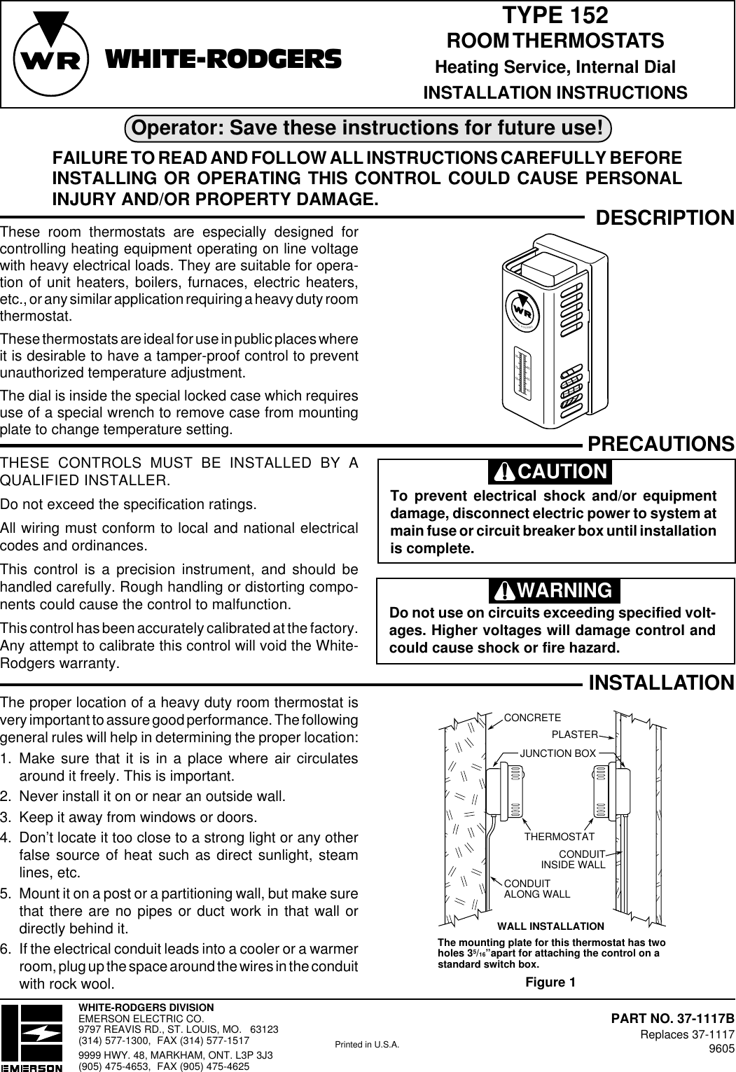 White Rodgers Type 152 Users Manual 37 1117b En