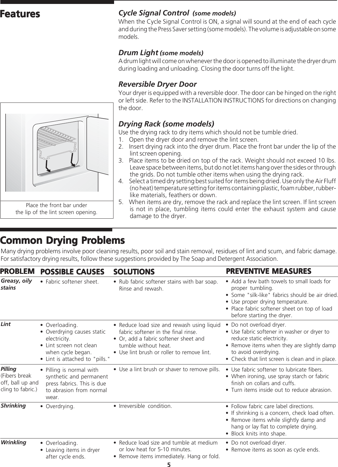 Page 5 of 7 - White-Westinghouse White-Westinghouse-White-Westinghouse-Dryer-Users-Manual- 44322e.pmd  White-westinghouse-white-westinghouse-dryer-users-manual