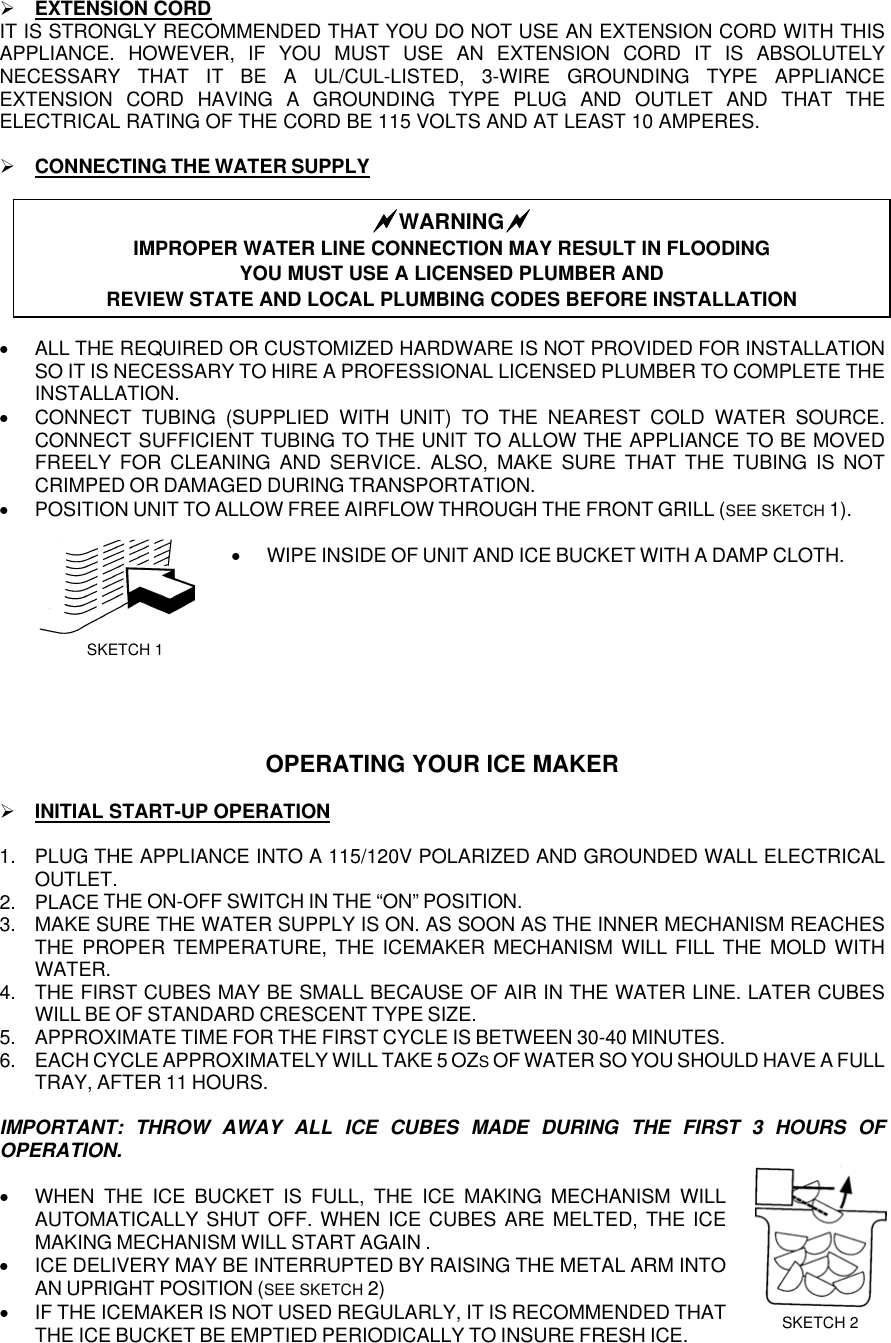 Page 5 of 9 - Whynter Whynter-Uim-155-Users-Manual Built-in Ice Maker UIM-155 Instruction Manual
