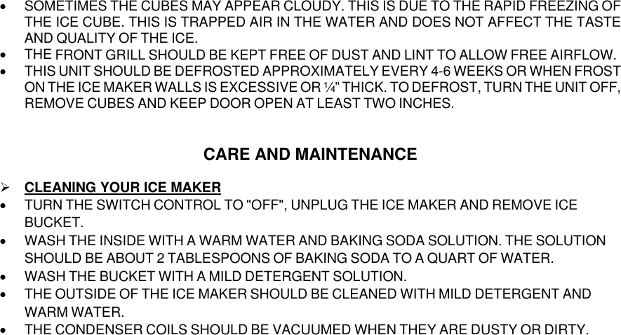 Page 6 of 9 - Whynter Whynter-Uim-155-Users-Manual Built-in Ice Maker UIM-155 Instruction Manual