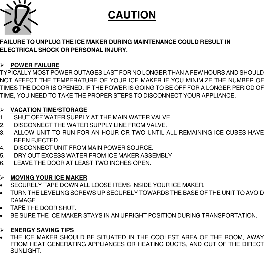 Page 7 of 9 - Whynter Whynter-Uim-155-Users-Manual Built-in Ice Maker UIM-155 Instruction Manual