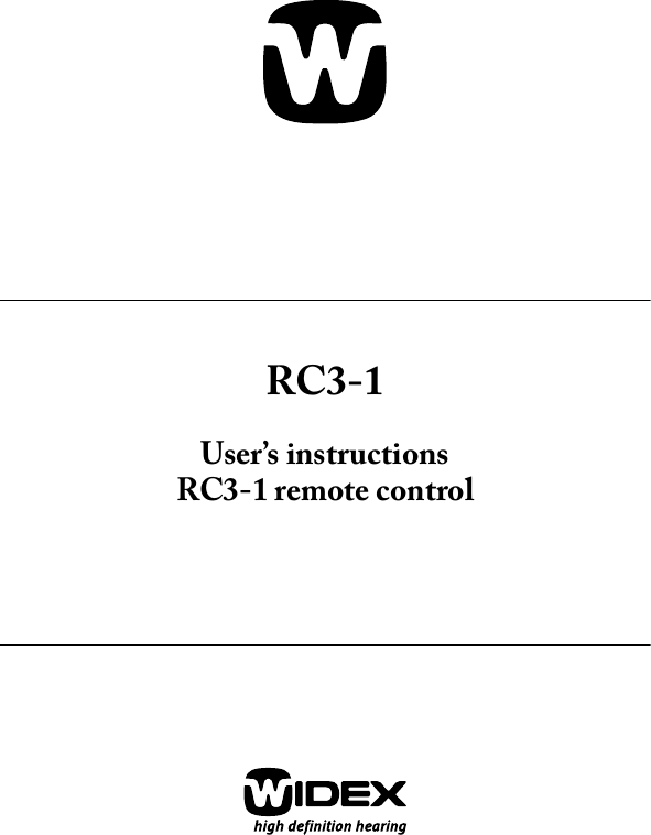 RC3-1User’s instructions  RC3-1 remote control