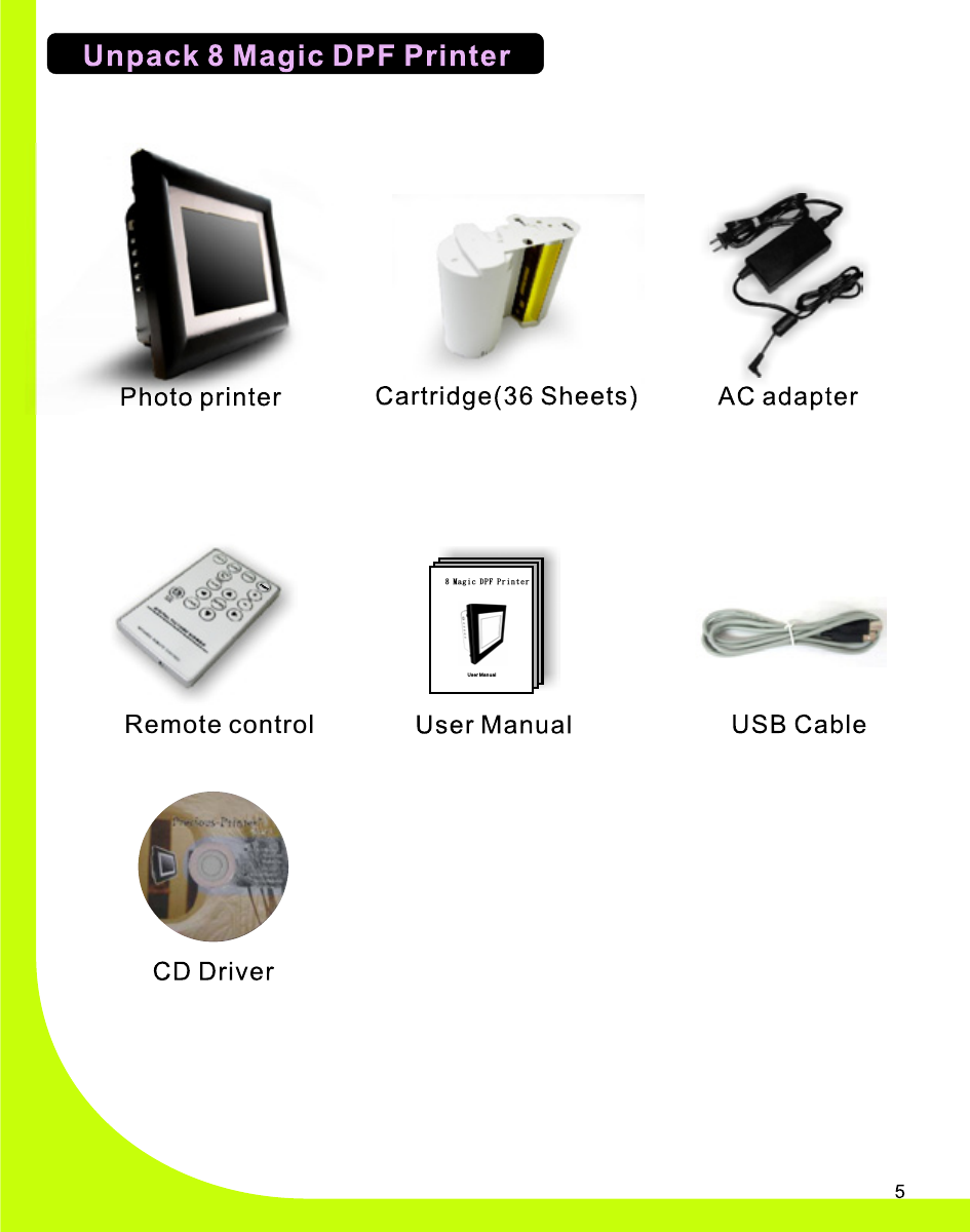 8  Magic DPF PrinterUser ManualRemote control