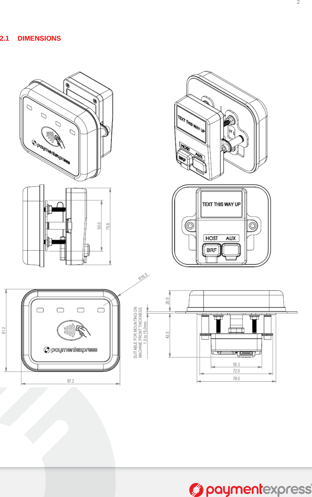 2   2.1 DIMENSIONS             