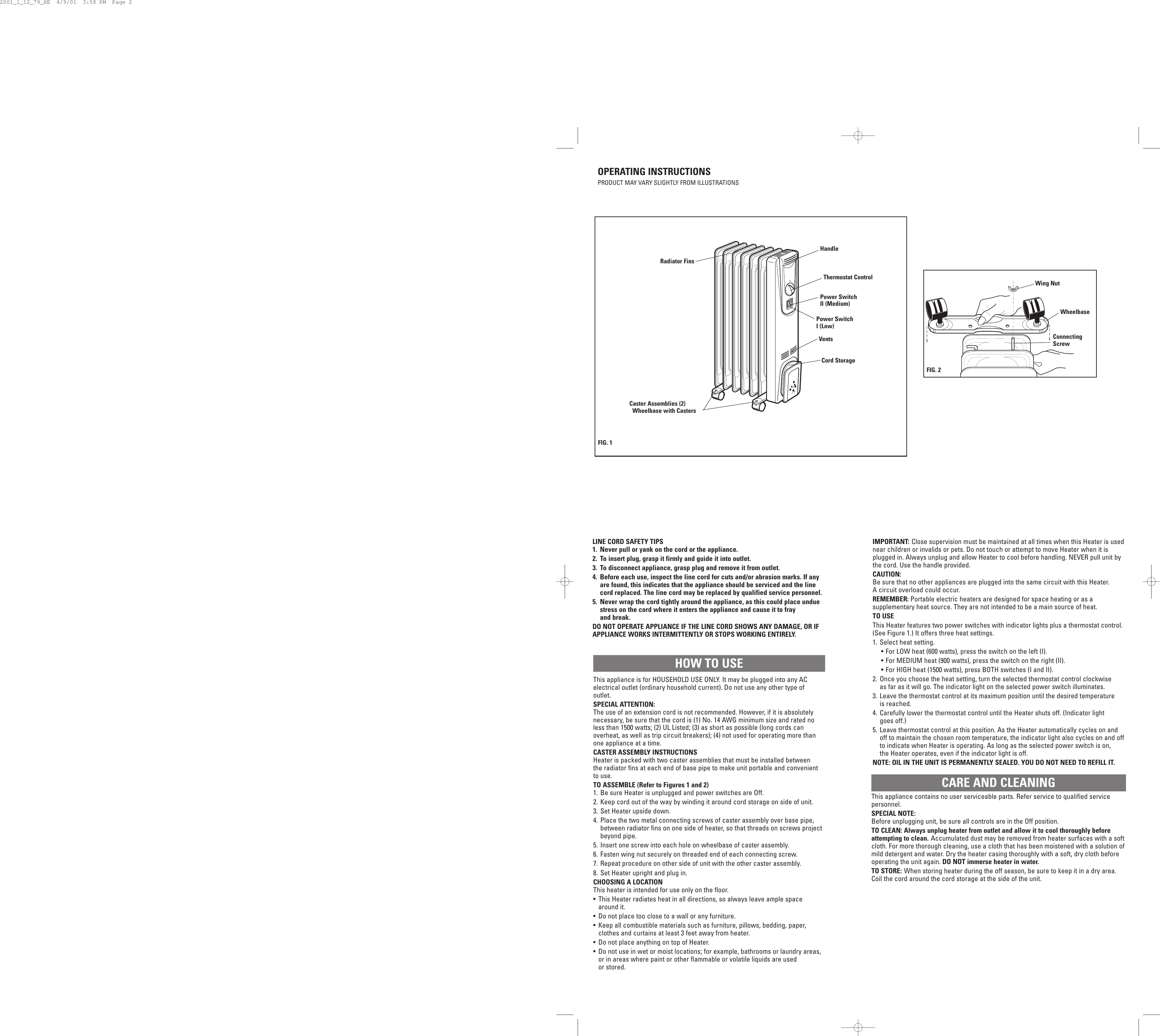 Page 2 of 2 - Windmere Windmere-Wofh7-Use-And-Care-Manual- 2001_1_12_79_HE  Windmere-wofh7-use-and-care-manual
