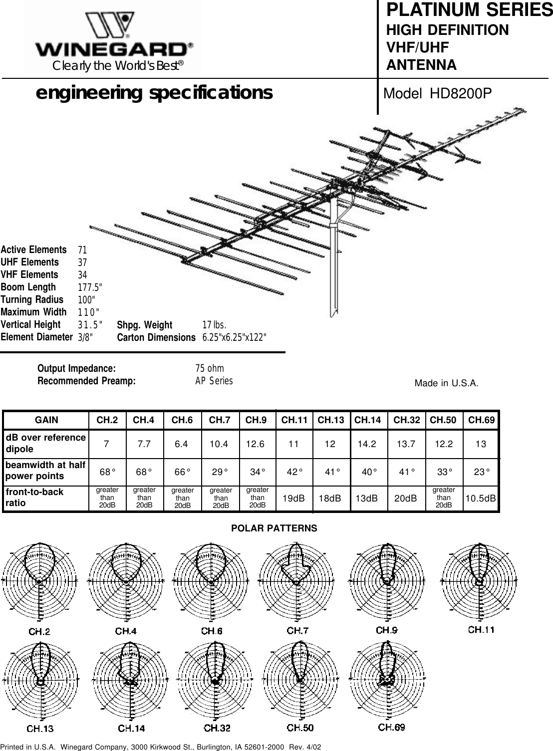 Page 1 of 1 - Winegard Winegard-Hd-8200P-Users-Manual- HD8200P Winegard-hd-8200p-users-manual
