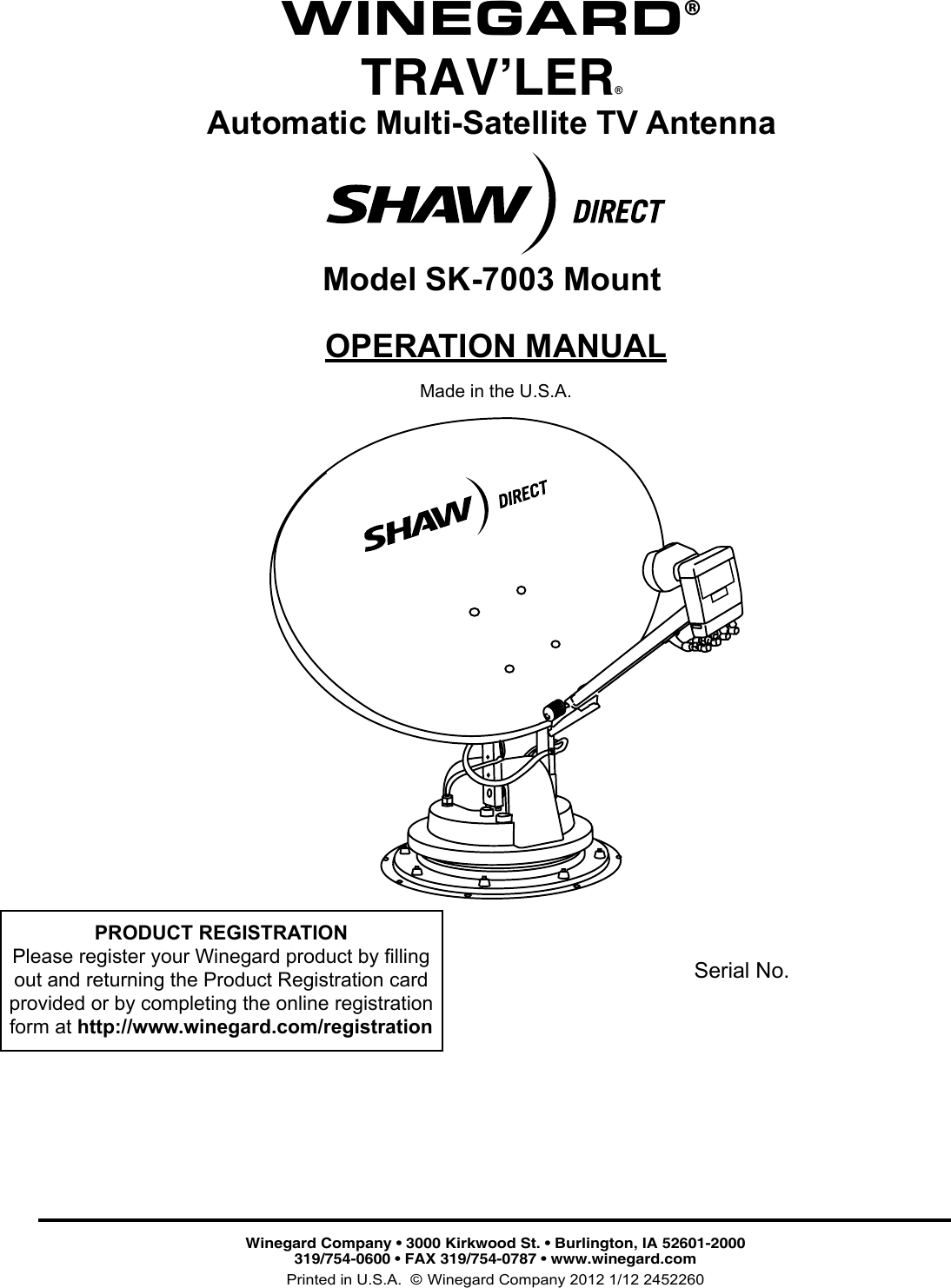 Page 1 of 5 - Winegard Winegard-Tv-Antenna-Sk-7003-Users-Manual-  Winegard-tv-antenna-sk-7003-users-manual