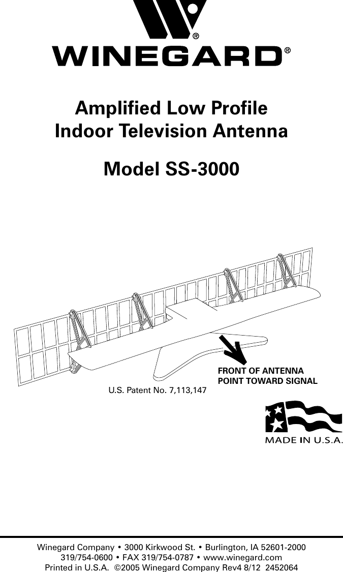 Page 1 of 5 - Winegard Winegard-Tv-Antenna-Ss-3000-Users-Manual-  Winegard-tv-antenna-ss-3000-users-manual