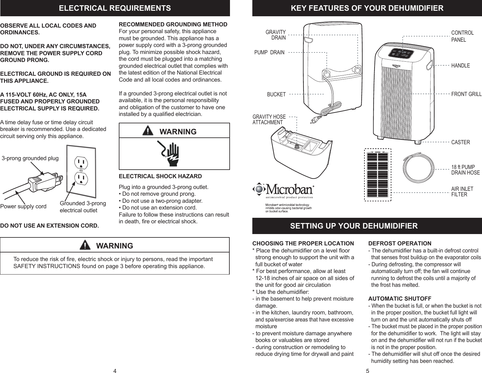 Winix Winx Dehumidifer 871 Users Manual Cover