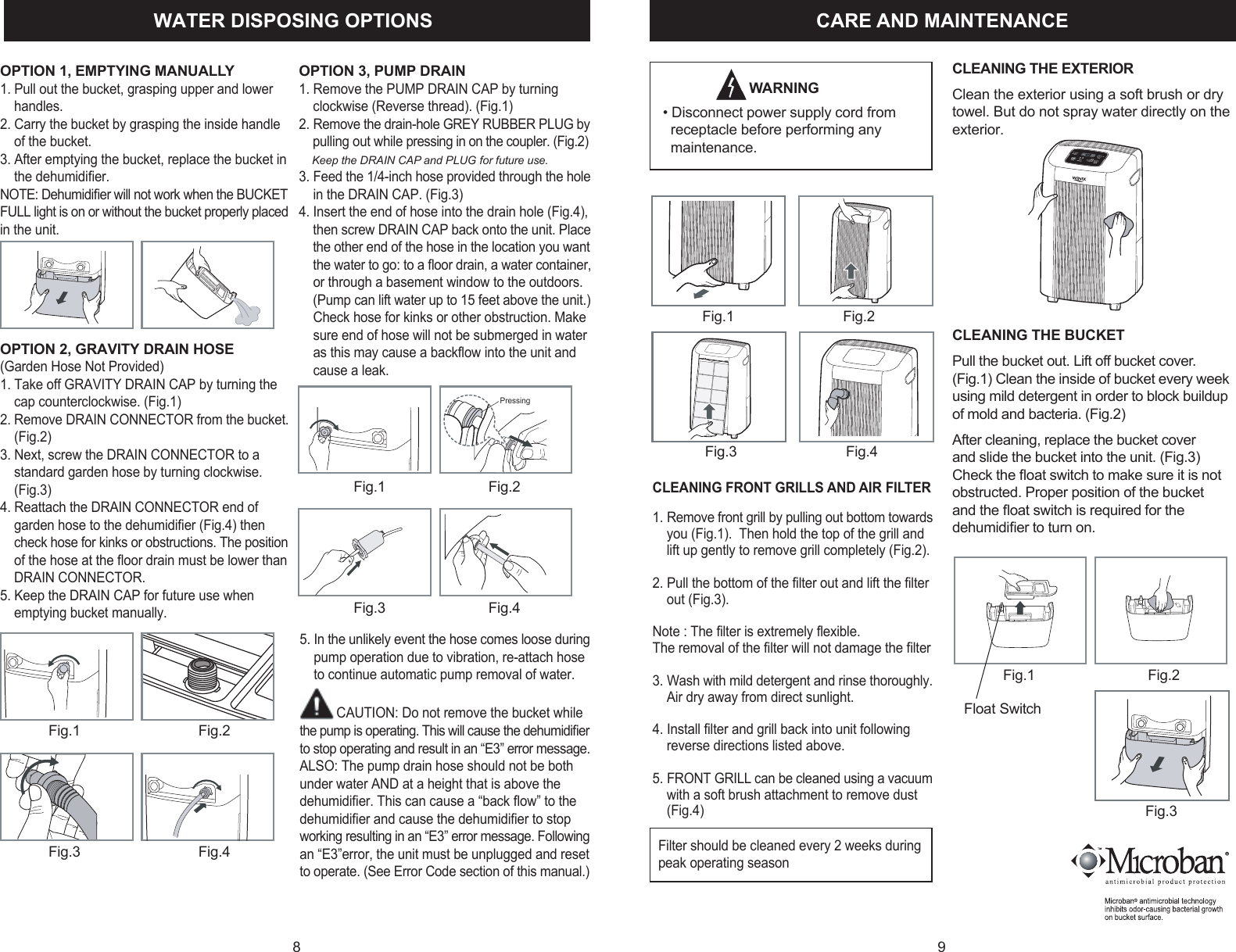 Winix Winx Dehumidifer 871 Users Manual Cover