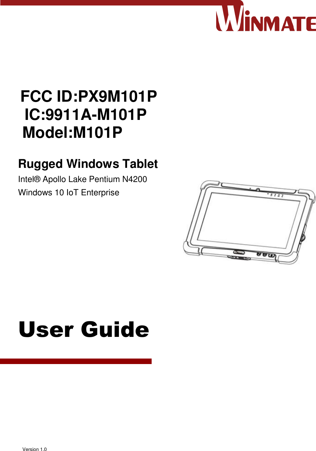 Page 1 of Winmate M101P Rugged Tablet PC User Manual Rugged Windows Tablet M101P