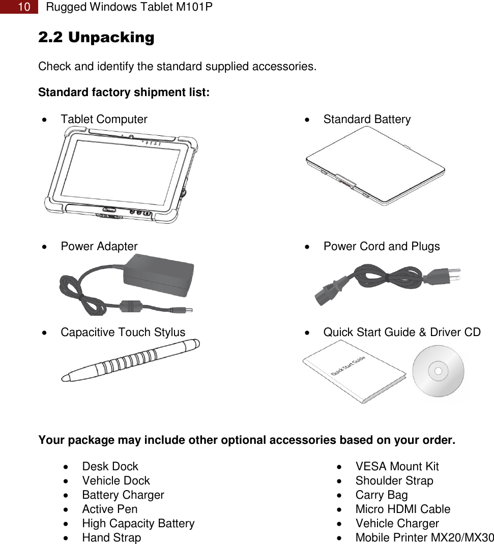 Page 10 of Winmate M101P Rugged Tablet PC User Manual Rugged Windows Tablet M101P