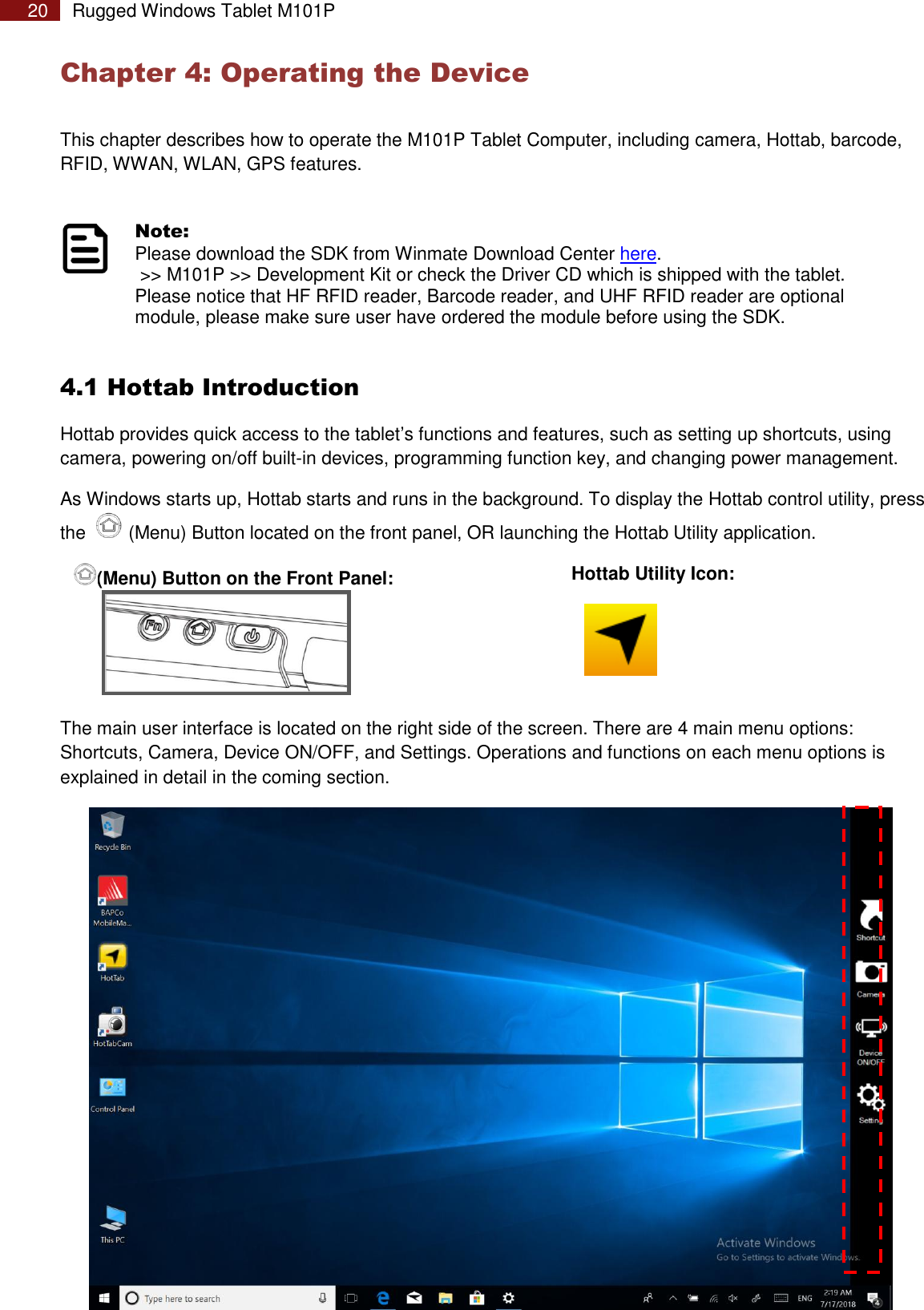 Page 20 of Winmate M101P Rugged Tablet PC User Manual Rugged Windows Tablet M101P