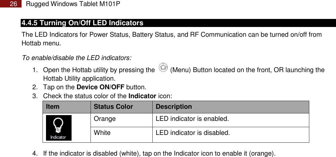 Page 26 of Winmate M101P Rugged Tablet PC User Manual Rugged Windows Tablet M101P