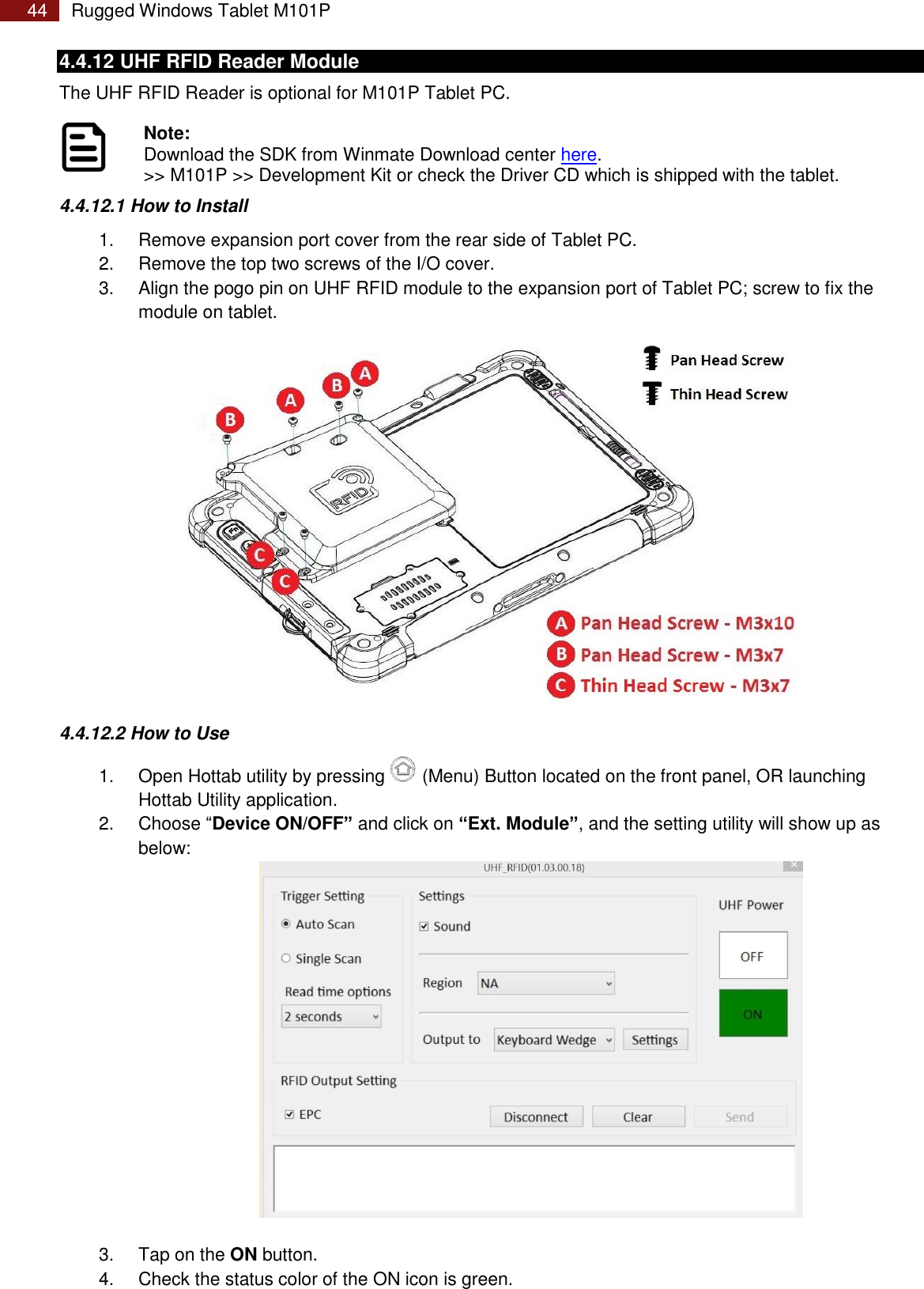 Page 44 of Winmate M101P Rugged Tablet PC User Manual Rugged Windows Tablet M101P