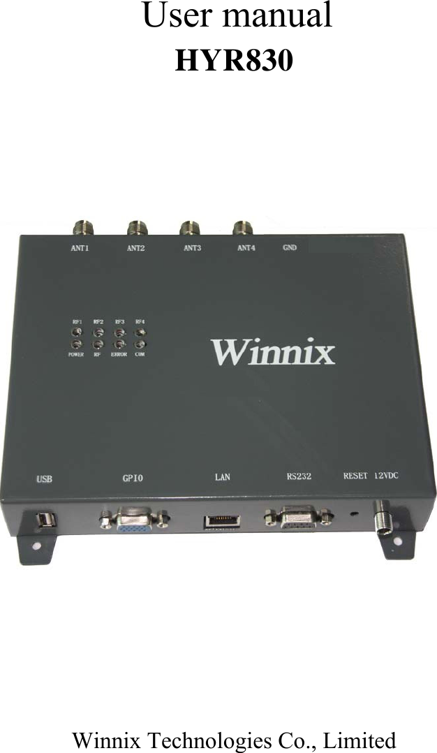    User manual HYR830         Winnix Technologies Co., Limited 