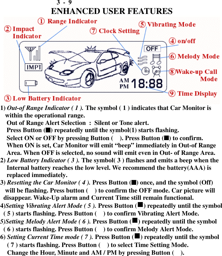 Winstec RCM3000T Car Alarm User Manual Operational Manual