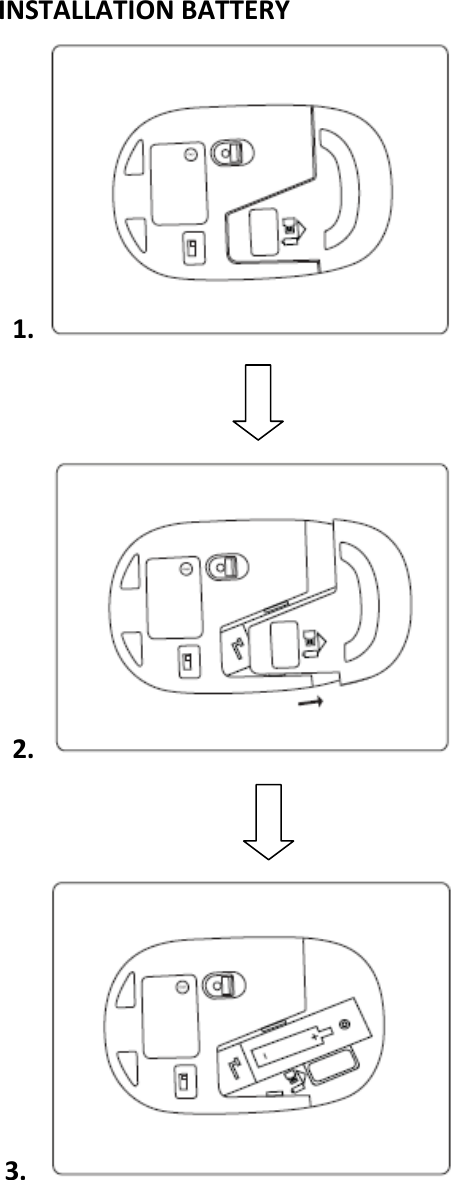 INSTALLATION BATTERY 1.                                             2.                                        3.           