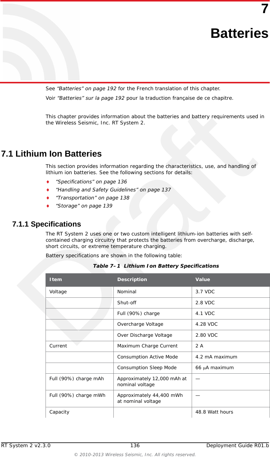 DraftR01.b RT System 2 v2.3.0 Deployment Guide 135&copy; 2010-2013 Wireless Seismic, Inc. All rights reserved.6. DemobilizationDisassemble the WRU5Secure the equipment in the transport vehicle.Figure 6&ndash;3  Removing the Battery
