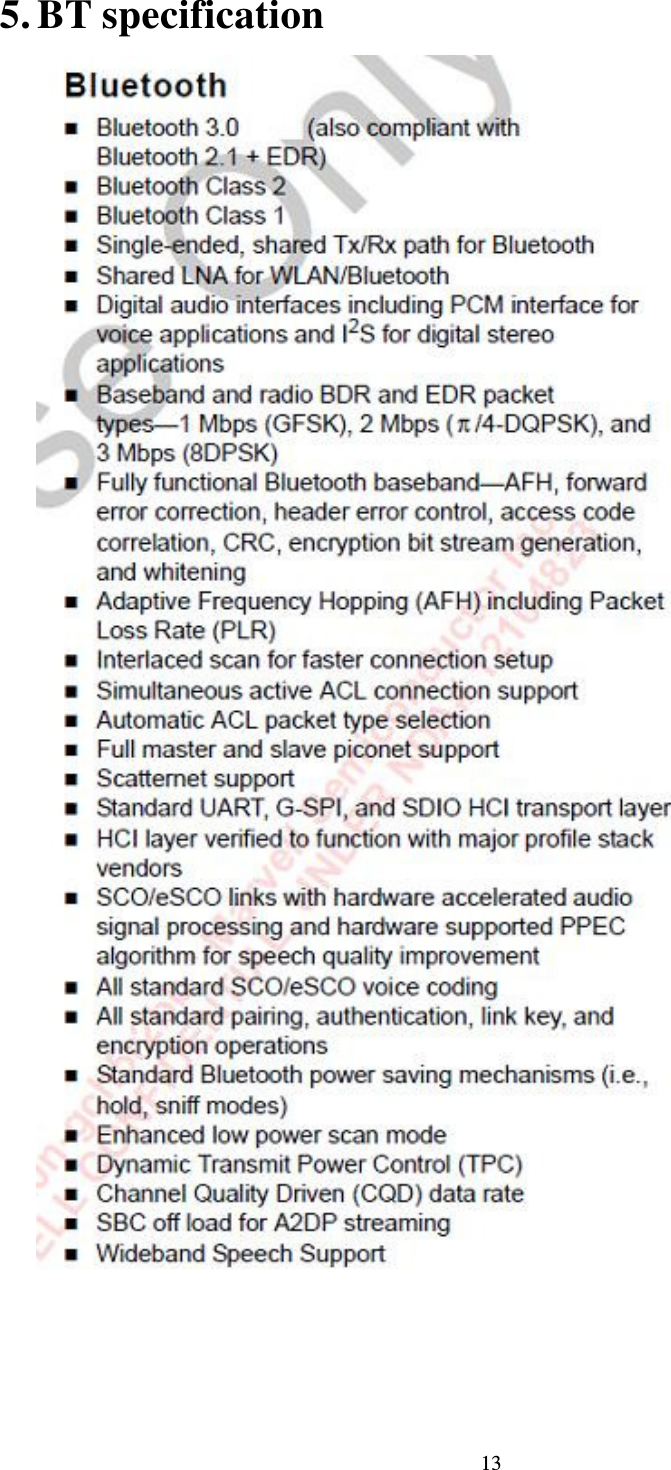  13 5. BT specification  