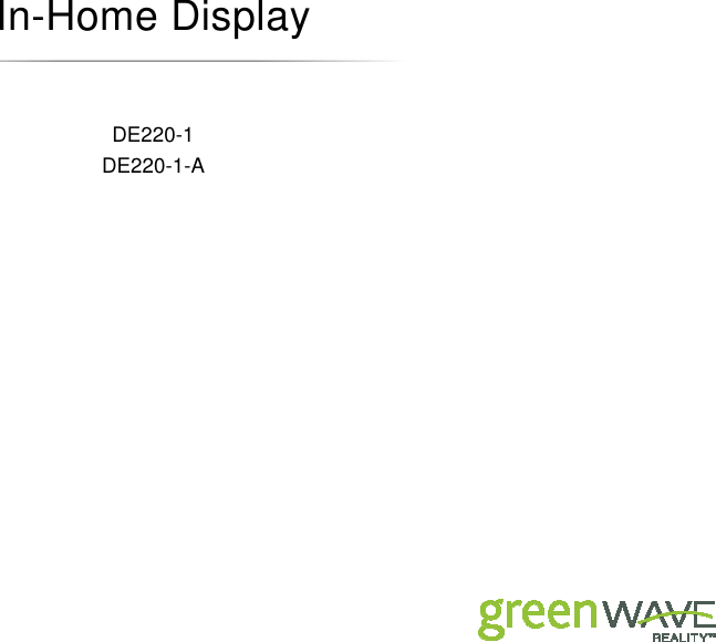   In-Home Display DE220-1 DE220-1-A   