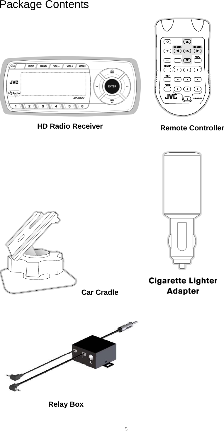  5Package Contents  HD Radio Receiver     Remote Controller      Car Cradle             Relay Box 