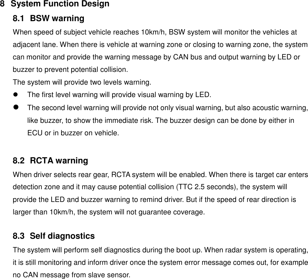 Page 15 of Wistron NeWeb RI03 Blind Spot Warning (BSW) and Rear Cross Traffic Alert (RCTA) radar sensor. User Manual