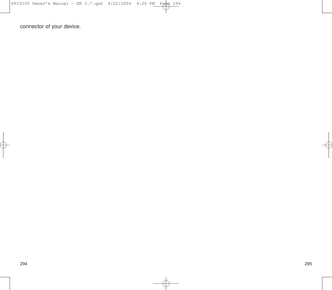 295connector of your device.294PPC4100 Owner’s Manual - EN 3.7.qxd  4/22/2004  4:26 PM  Page 294