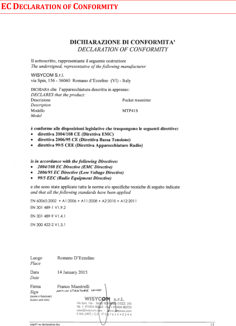  MTP41S User Manual    23 EC DECLARATION OF CONFORMITY  