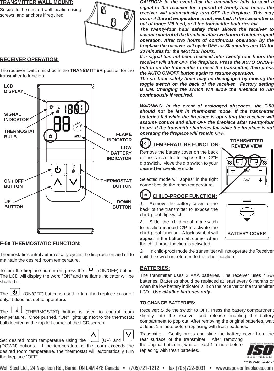 Wolf Steel LB020 Remote Control Transmitter User Manual W415 0628 Indd