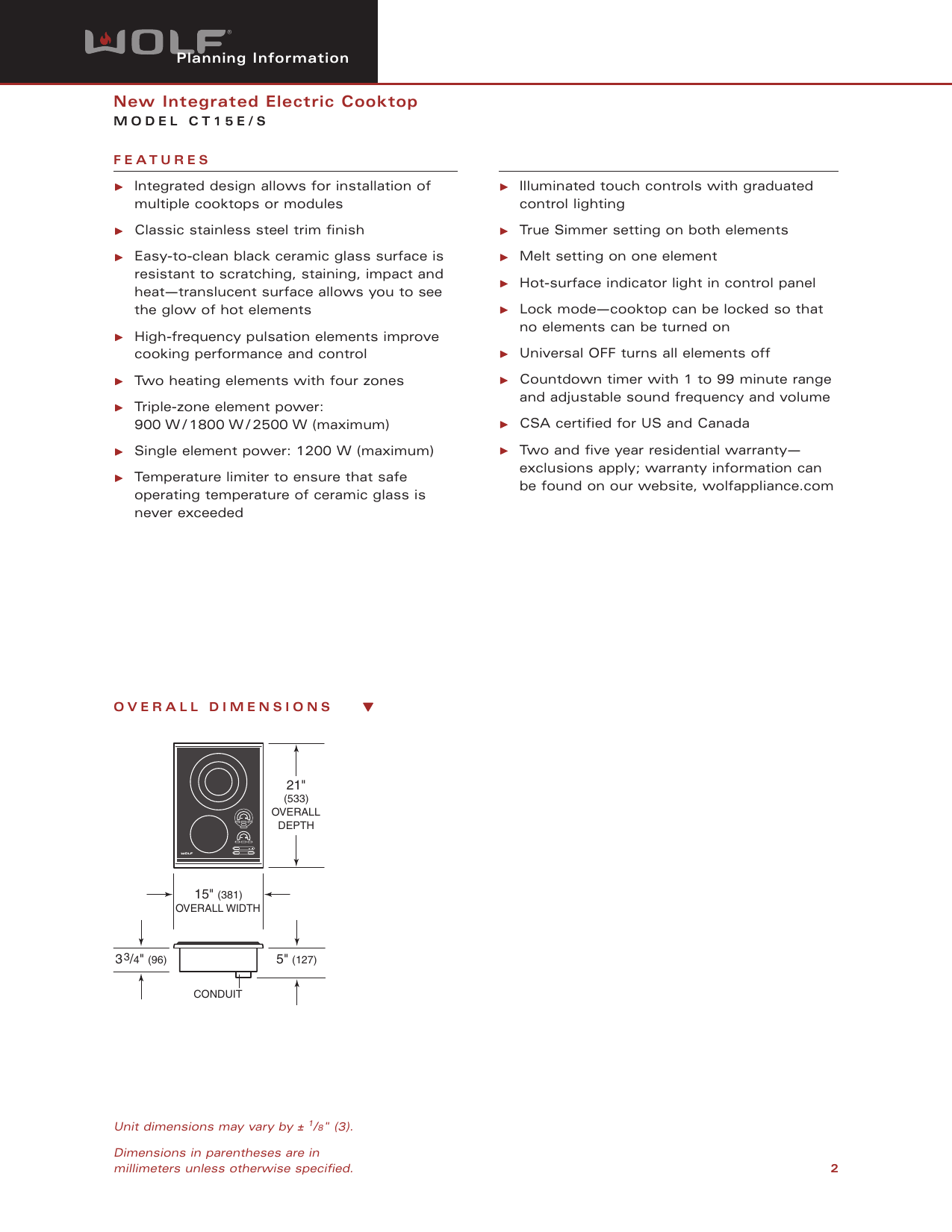 Page 2 of 6 - Wolf Wolf-Ct15E-S-Users-Manual- Web CT15E  Wolf-ct15e-s-users-manual