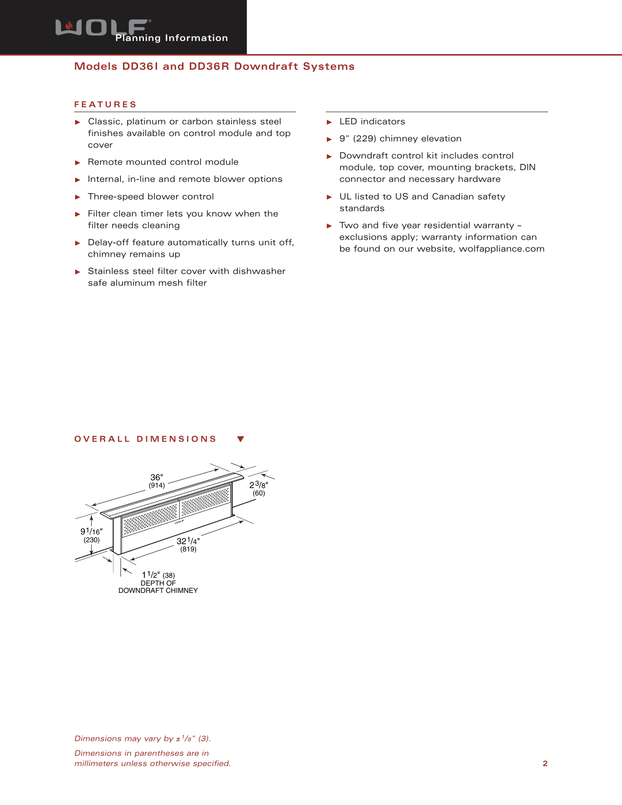 Page 2 of 9 - Wolf Wolf-Dd36I-Users-Manual- Web DD36_v6  Wolf-dd36i-users-manual