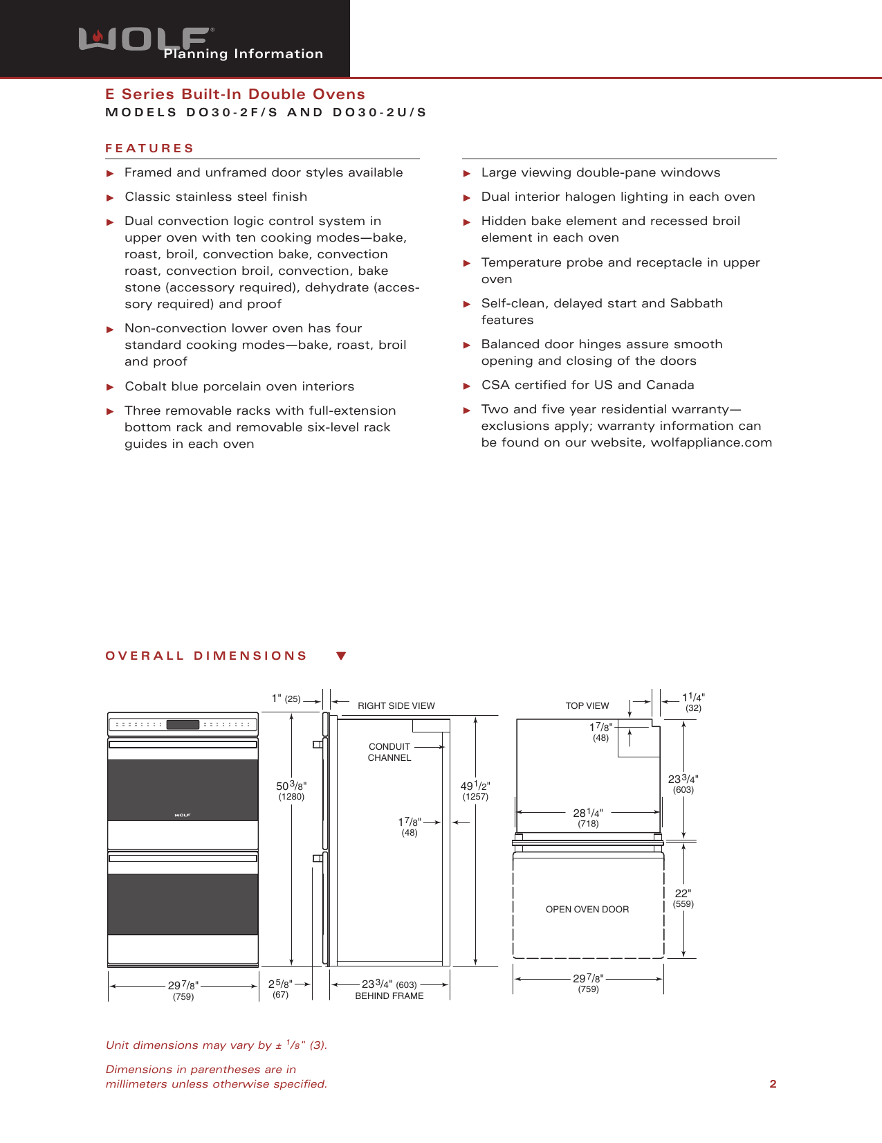 Page 2 of 7 - Wolf Wolf-Do30-2U-Users-Manual-  Wolf-do30-2u-users-manual