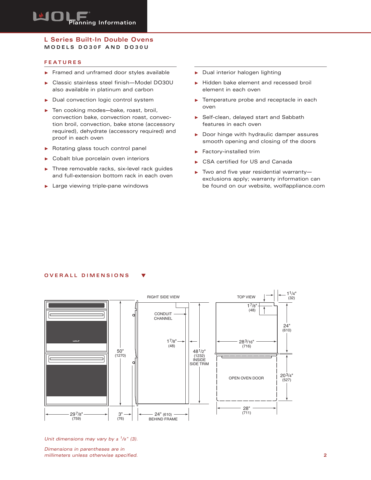 Page 2 of 5 - Wolf Wolf-Do30F-Users-Manual-  Wolf-do30f-users-manual