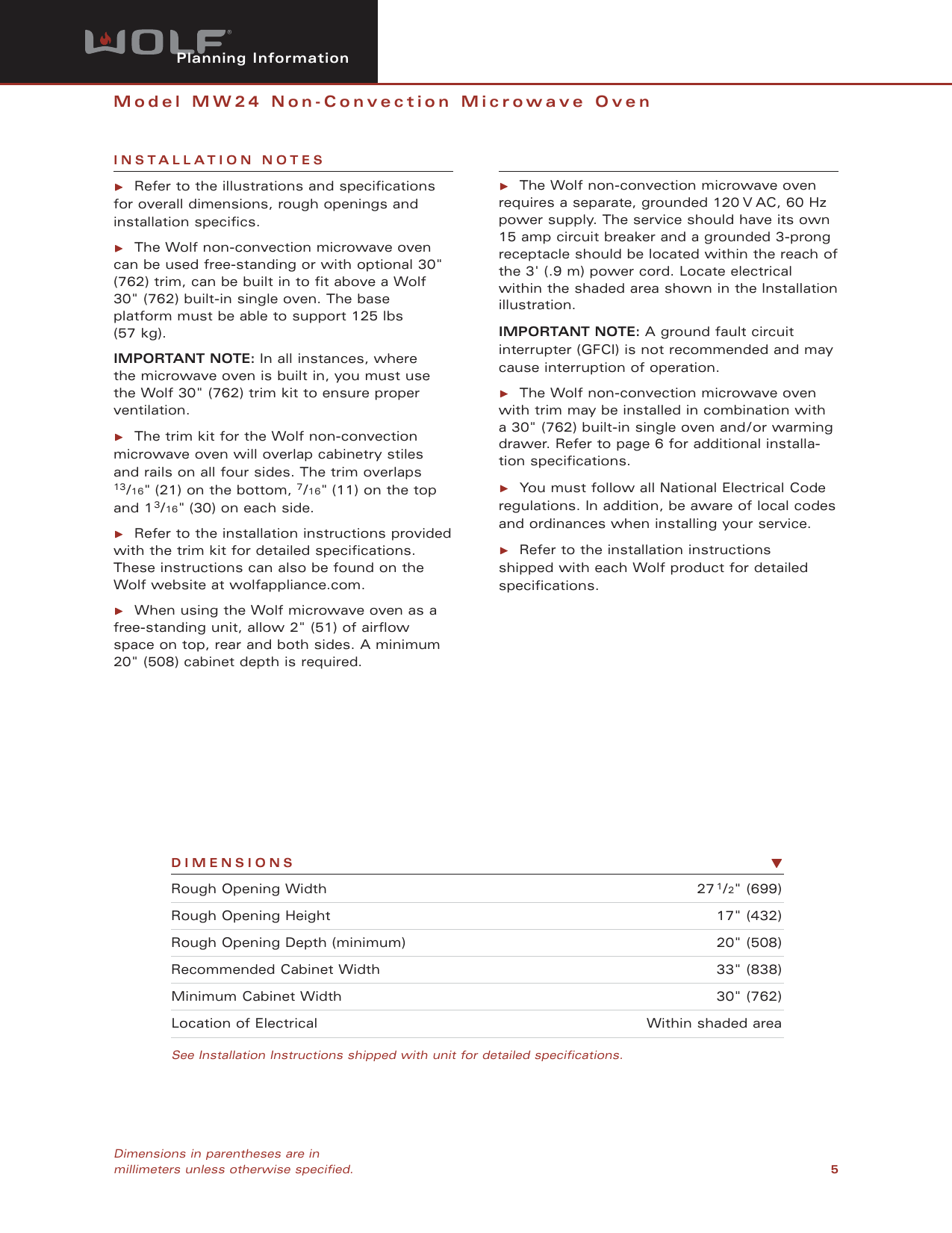 Page 5 of 6 - Wolf Wolf-Mw24-Users-Manual- Web MW24 Microwave_v6  Wolf-mw24-users-manual