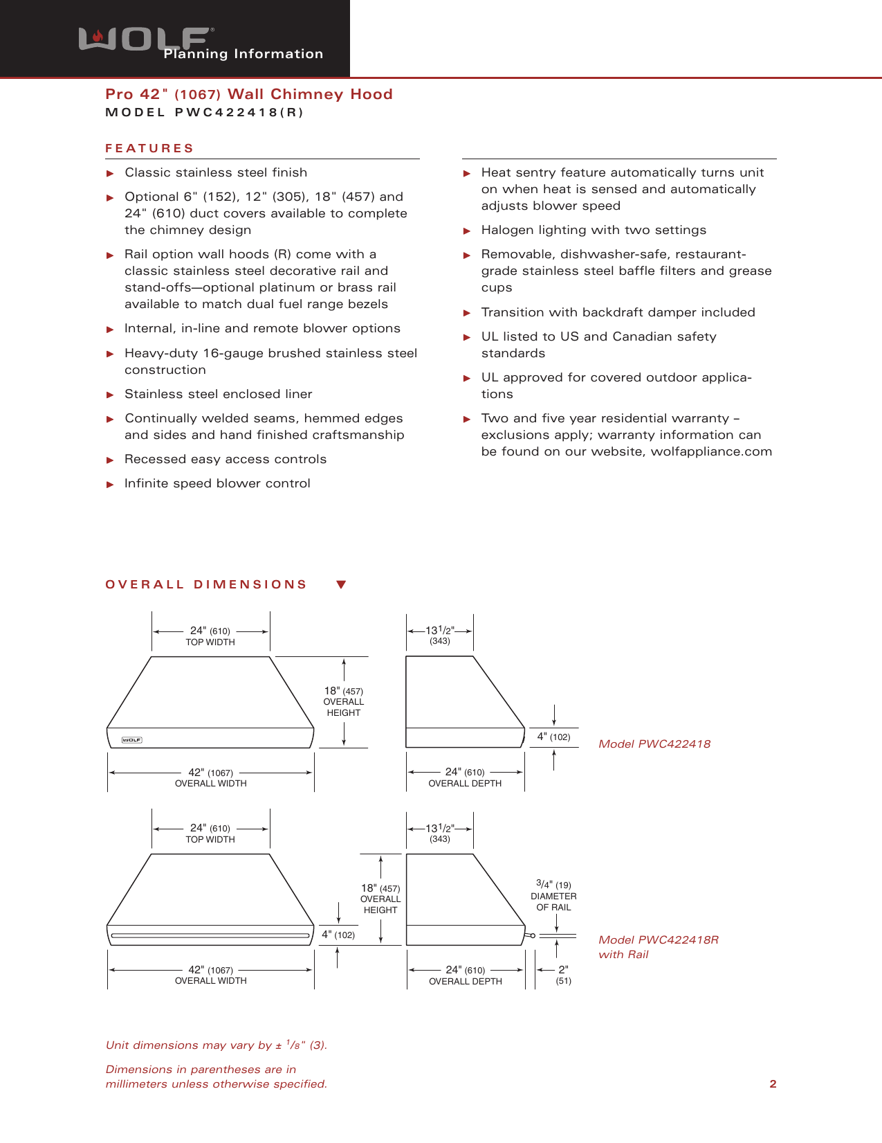 Page 2 of 8 - Wolf Wolf-Pwc422418R-Users-Manual- Web PWC422418  Wolf-pwc422418r-users-manual