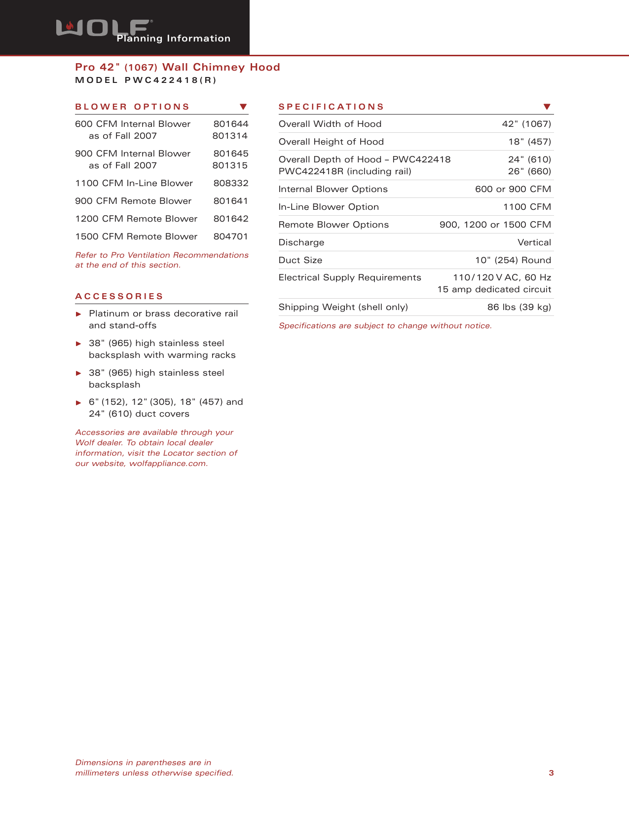 Page 3 of 8 - Wolf Wolf-Pwc422418R-Users-Manual- Web PWC422418  Wolf-pwc422418r-users-manual