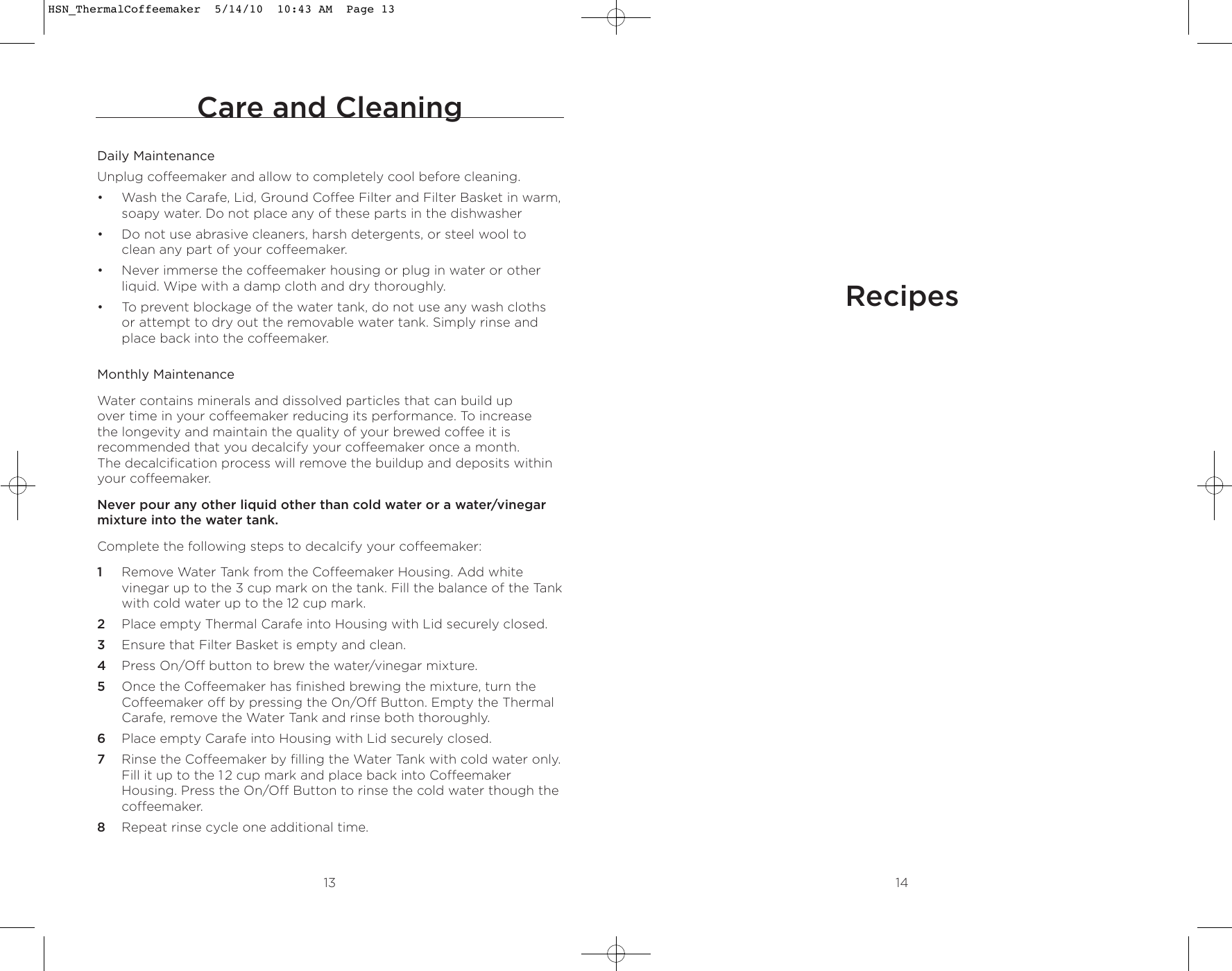 Page 8 of 12 - Wolfgang-Puck Wolfgang-Puck-Wolfgang-Puck-Coffeemaker--Bcm00020-Users-Manual- HSN_ThermalCoffeemaker  Wolfgang-puck-wolfgang-puck-coffeemaker--bcm00020-users-manual